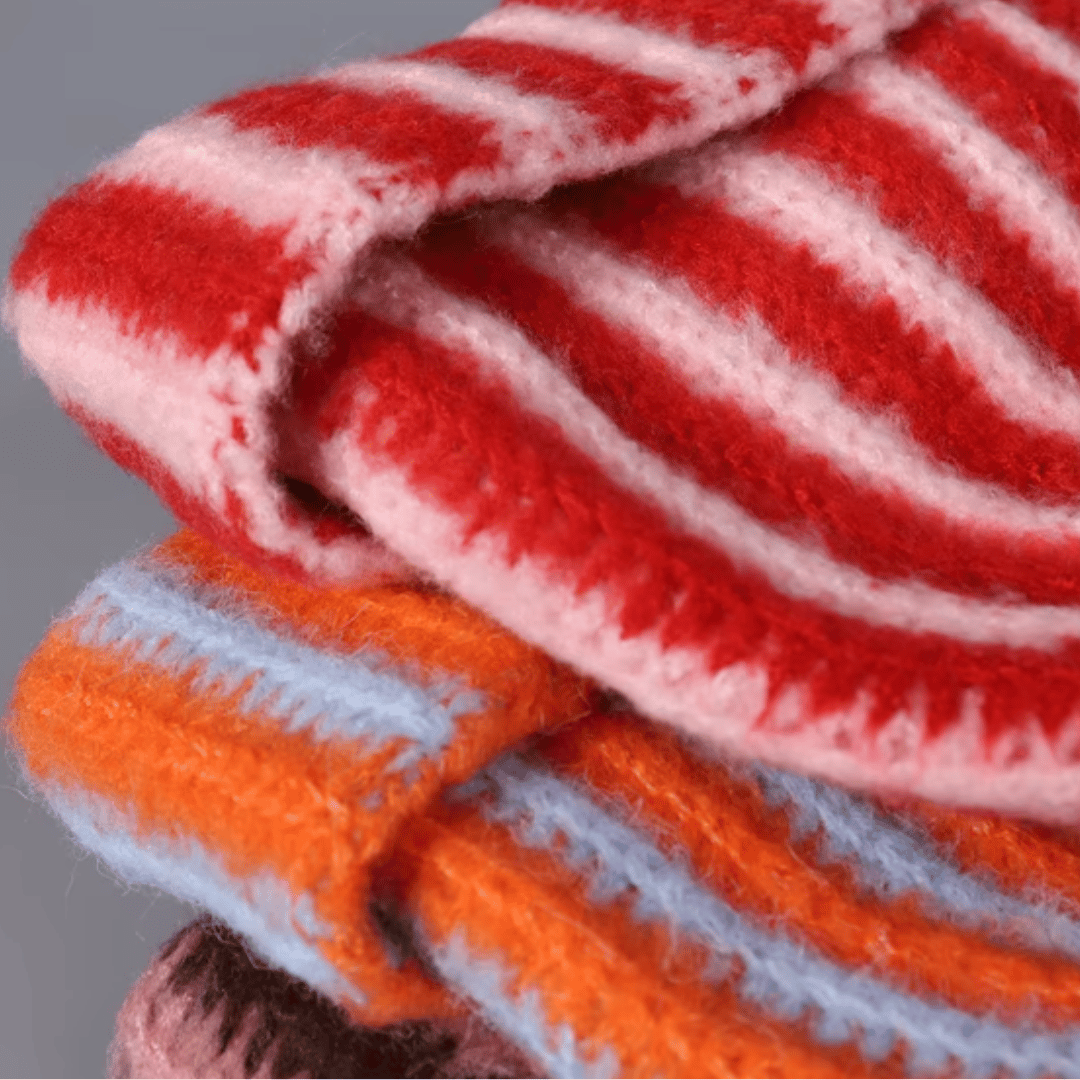 A aKorean Yarn Striped Beanie